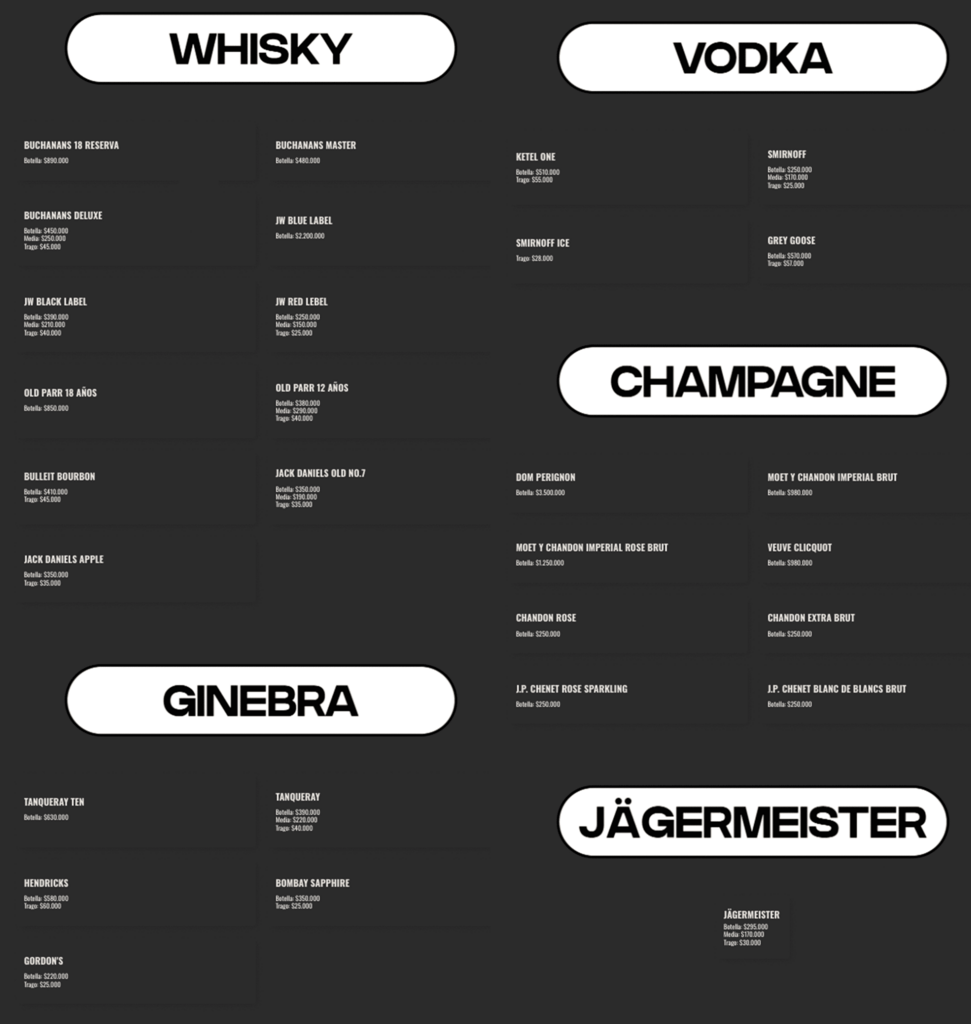 salon amador bottle menu