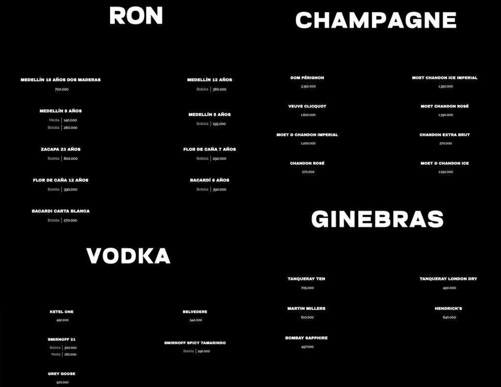 la oculta bottle menu
