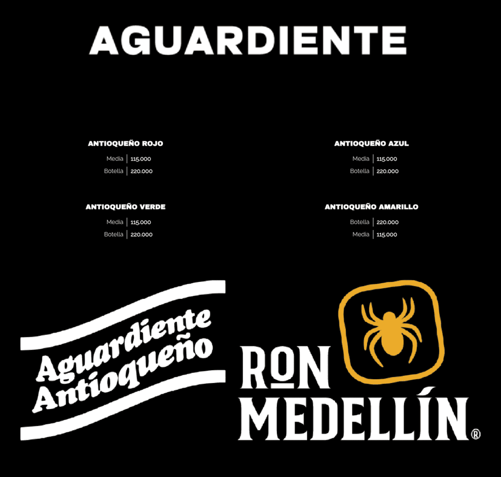 la oculta menu aguardiente